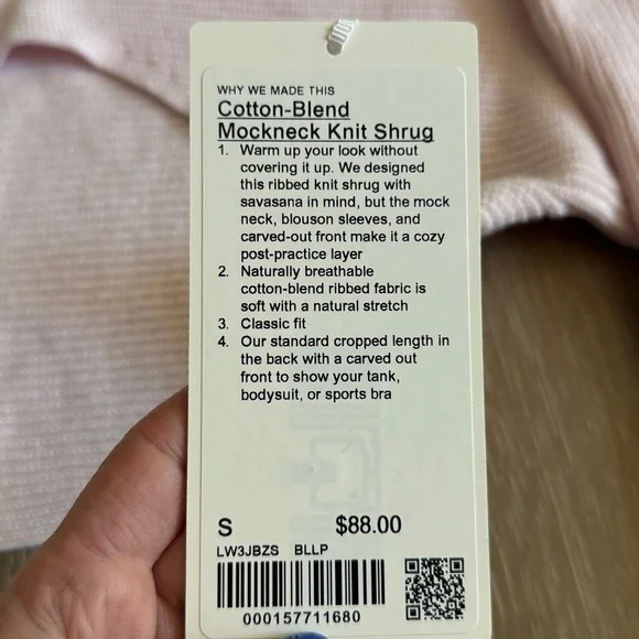 Lululemon Cotton-Blend Mockneck Knit Shrug Pink Size S NWT - Picture 6 of 7